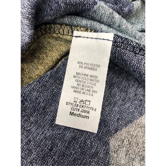 Brand New Egs Navy & Mustard Multicolored Chevron Empire- Waist Tunic Top Size M - Picture 6 of 7